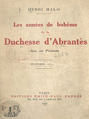 cover image of Les années de bohême de la Duchesse d'Abrantès